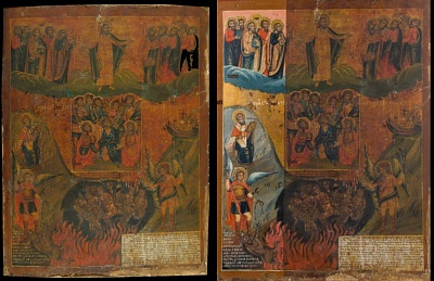 Реставрация иконы "Святых девять мучеников Кизических"